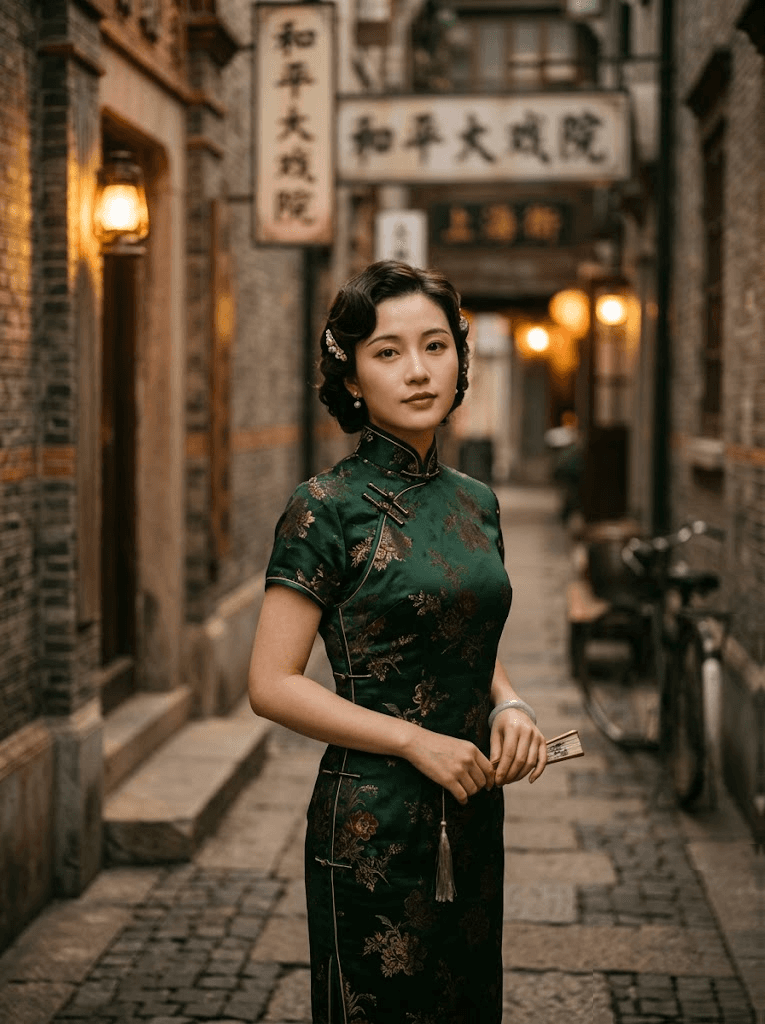 AI-generated Qipao portrait
